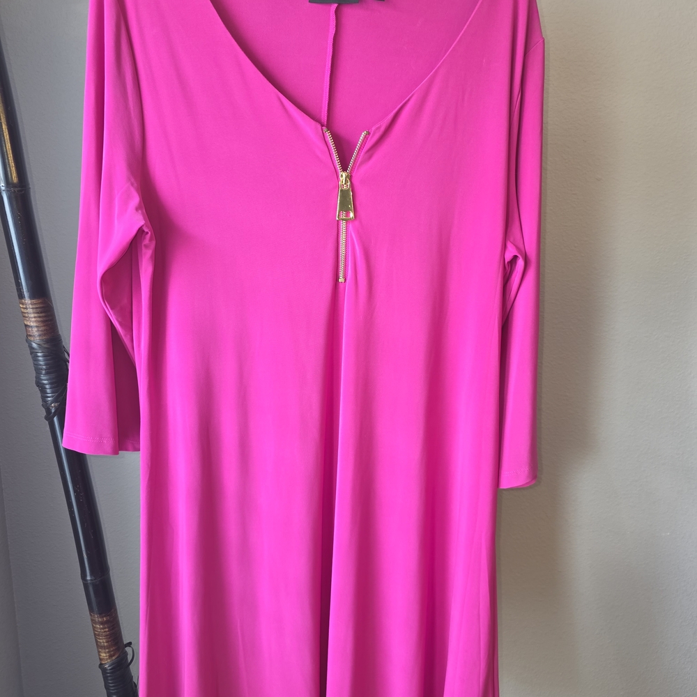Nina Leonard Fuchsia Midi Dress